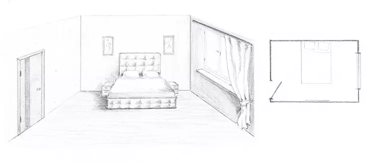 Si për të vënë mobilje në dhomën e gjumit: shembuj të brendshëm me shtretër të përfunduar nën shtrat, veshjet dhe tavolinë salcë (36 foto)