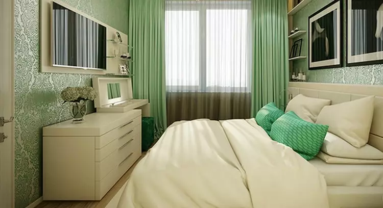 Cum de a pune mobilier în dormitor: exemple interior cu paturi finite în pat, garderobă și masă de toaletă (36 fotografii)
