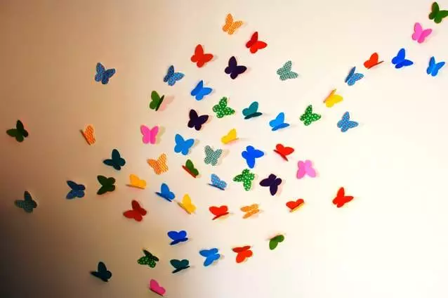 Application of paper butterflies on the wall for the middle group with video