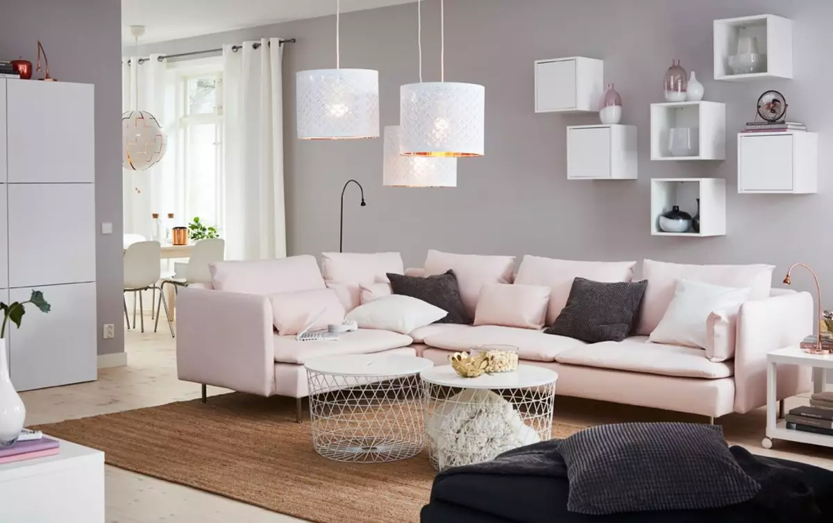 Interior cinza e rosa: solução elegante