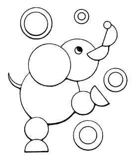 Прилагане на цветни хартиени кръгове с шаблони: слон и мечка