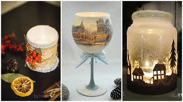 Kynttilänjalka, jossa on oma kädet lasista: Ideat Halloween
