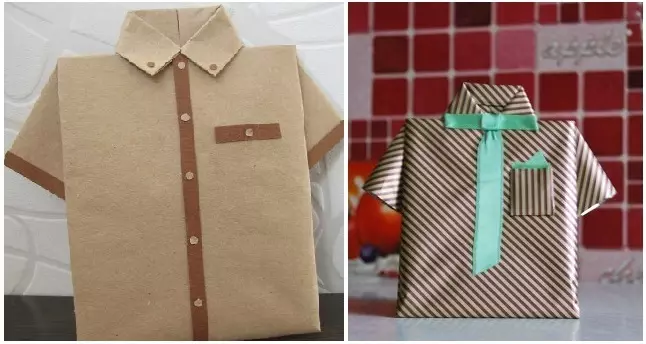 Kako pakirati darilo z lastnimi rokami človeka v Kraft papir