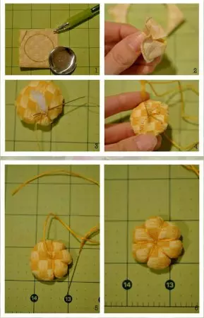 布から花の形でボタンを作るためのアイデア