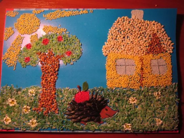 Апликации от зърнени култури и семена за деца на пролетна тема със снимки