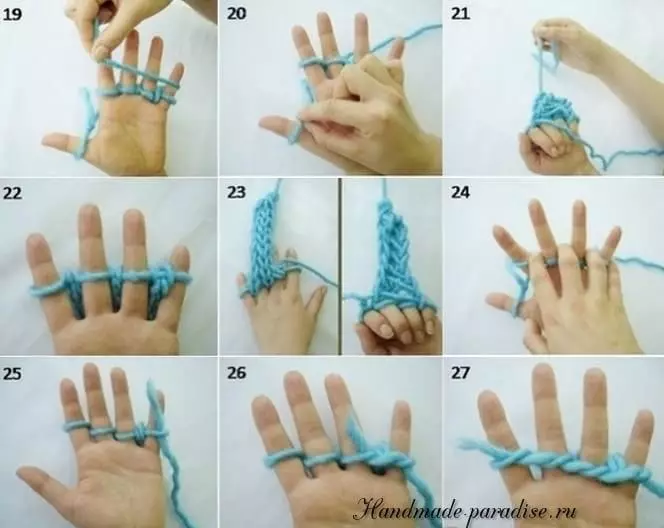 Tricotar a man e nos dedos