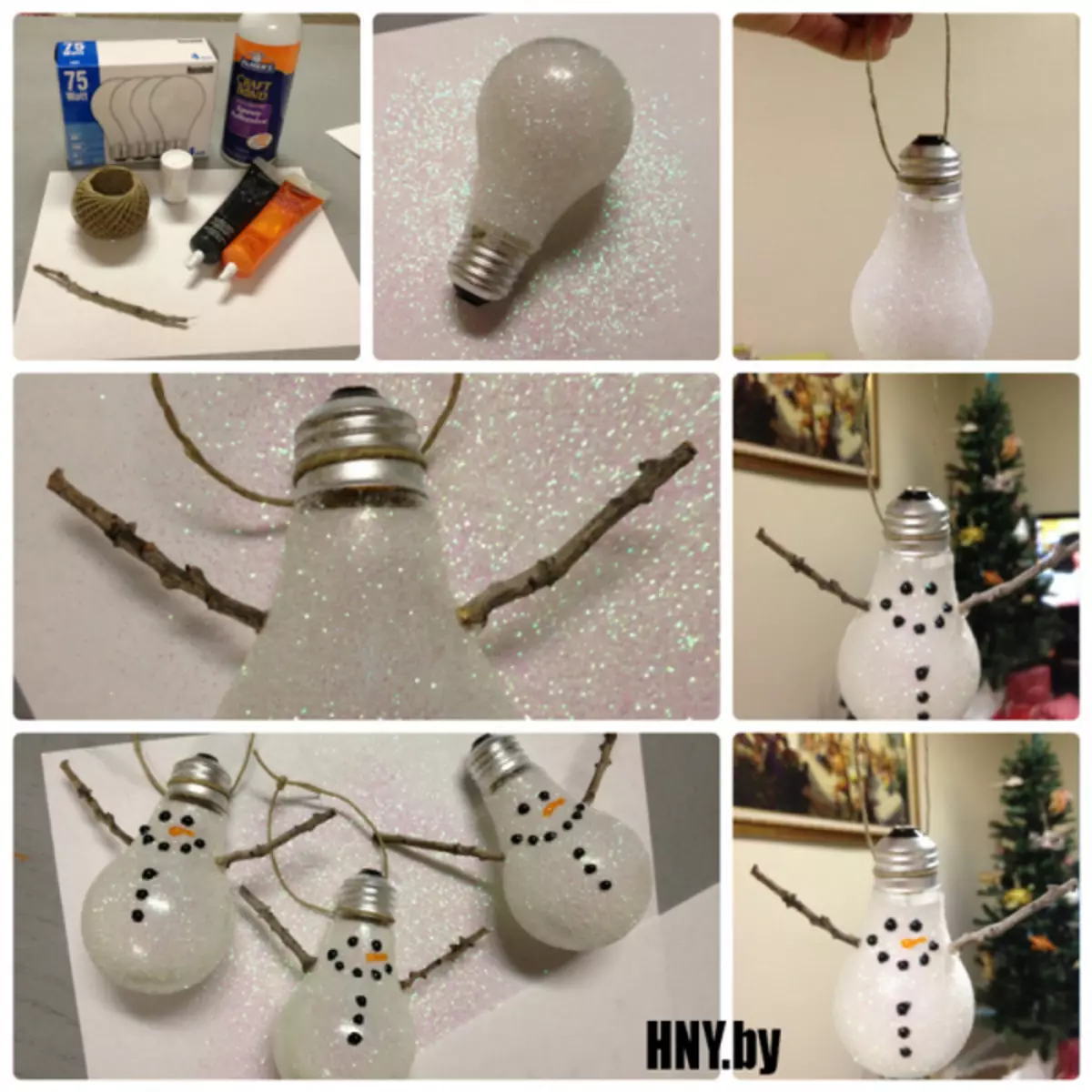 Toys from light bulbs for the new year do it yourself on the Christmas tree with a photo