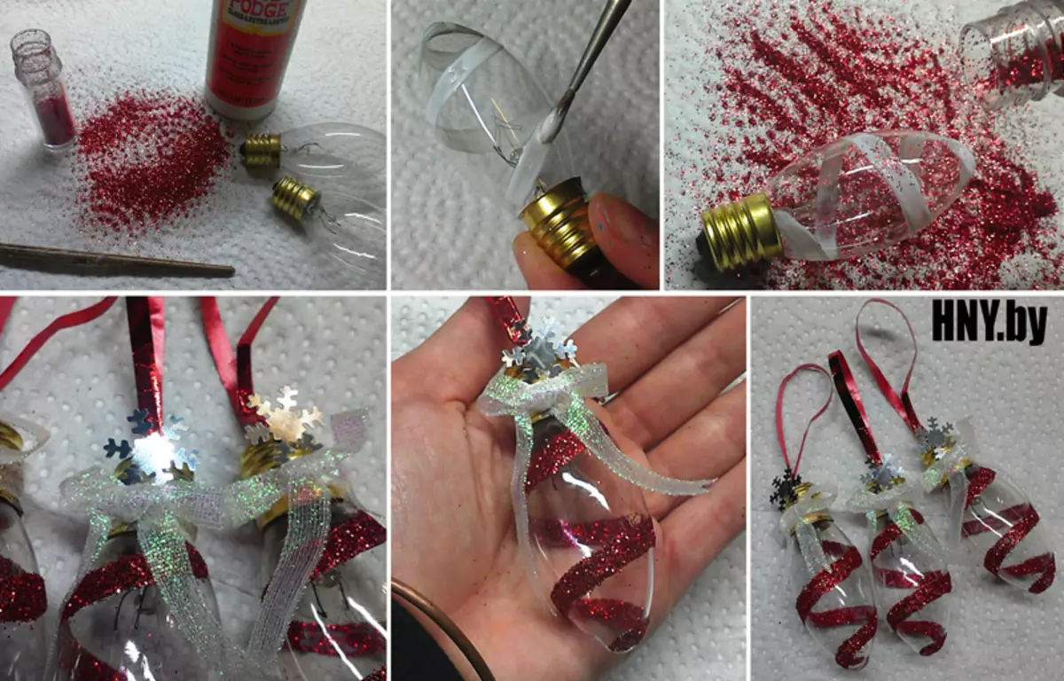 צעצועים מ bulbs עבור השנה החדשה לעשות את זה בעצמך על עץ חג המולד עם תמונה