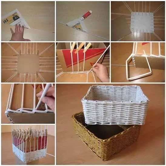 Clase magistral de cestas de tejido hechas de tubos de periódicos con fotos y videos.