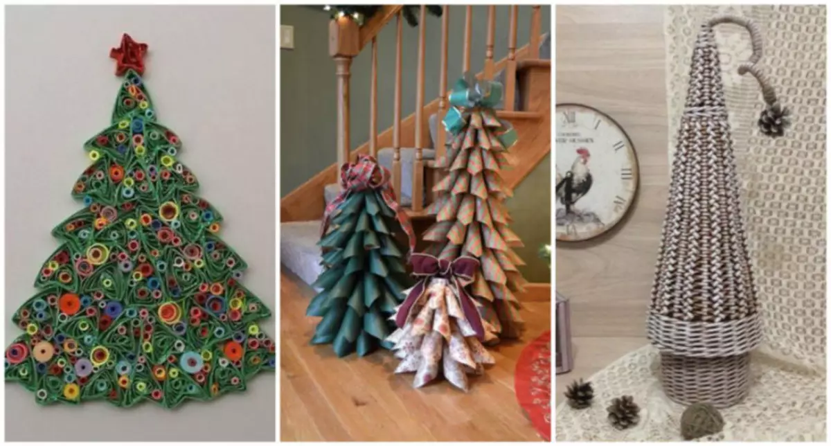 Farklı malzemelerden gelen Noel ağaçlarının imalatındaki ana sınıf