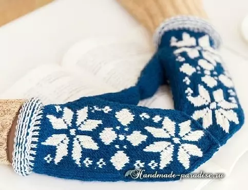 Mittens kanthi juru bicara karo pola jacquard. Skema