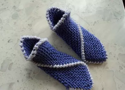 Zapatillas de punto en dous raios con diagramas e descricións para principiantes, intente tricotar pistas suaves