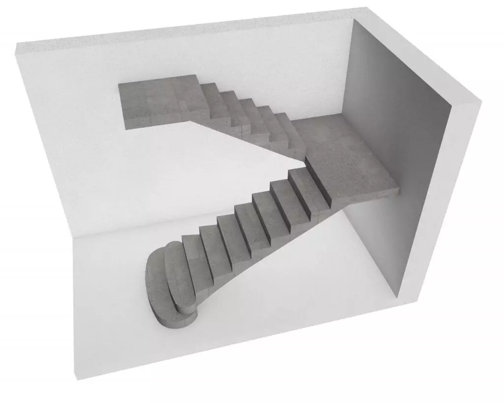P-vormige betonnen trap