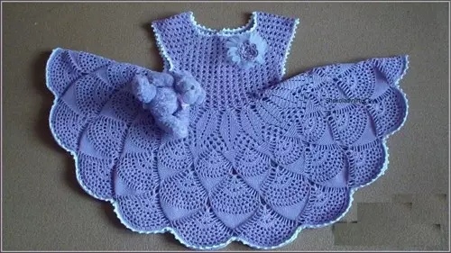 Square Crochet Coquet för baby klänningar: Master klass med video