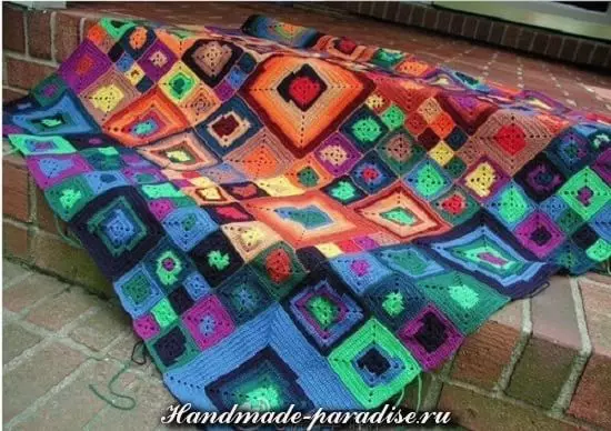 Plaid Crochet Babushkina Quadraten