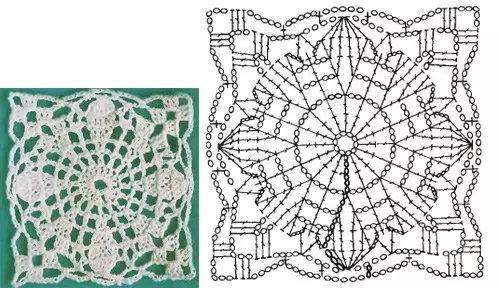 Квадратни мотиви за плетене на една кука - схеми