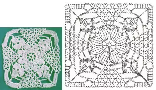 Квадратни мотиви за плетене на една кука - схеми