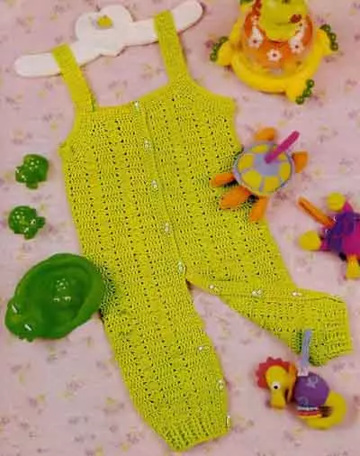Jumpsuit strikket til nyfødte: Video hæklet lektioner