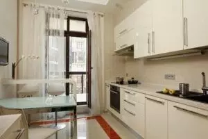 Jenis dapur interior 9 sq m dengan balkon