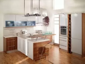 Jenis dapur interior 9 sq m dengan balkon