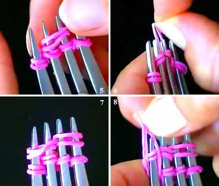 Kako tkati narukvicu od gume na vilici: sheme sa fotografijama i video