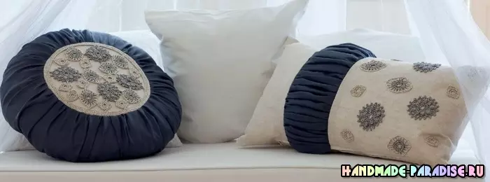 Украсни перници со чипка капчиња. Шеми