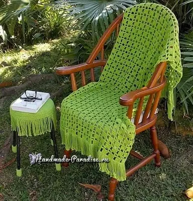 Strikk heklet cape for en stol