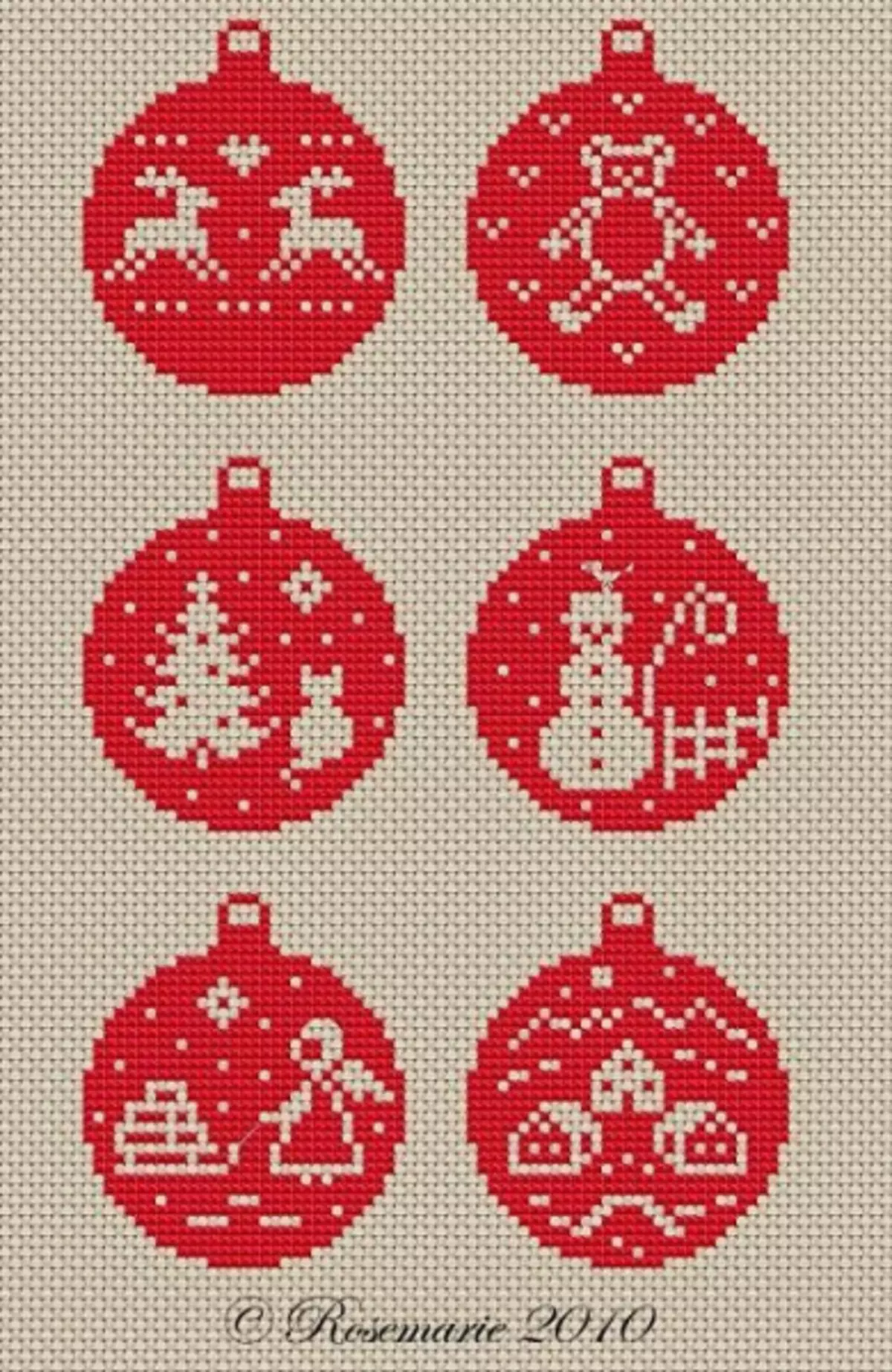 Embroidery Christmas toys with a cross - embroidery scheme for the new year