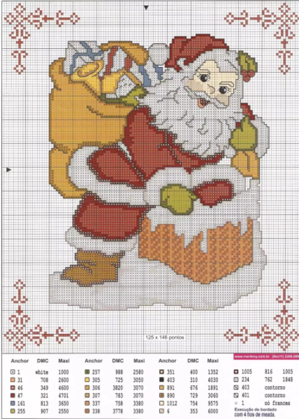 Embroidery Kersfees speelgoed met 'n kruis-borduurskema vir die nuwe jaar
