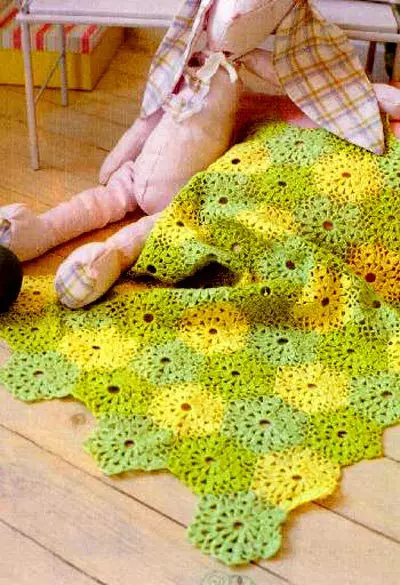 Plaid Crochet dengan Skim Motif