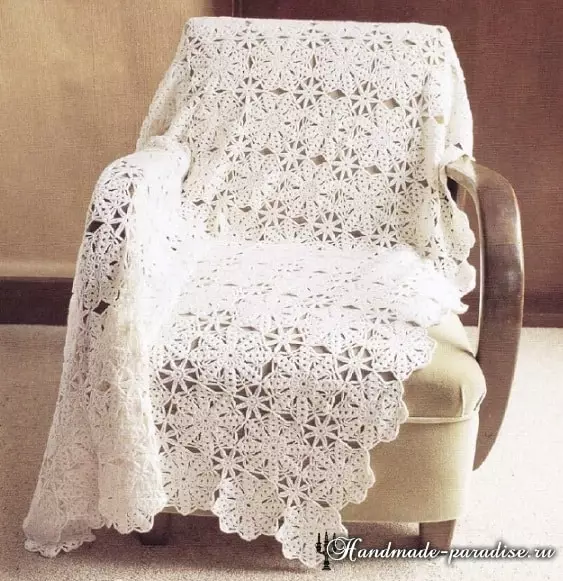 Openwork sing ditutupi karo crochet saka motif babak