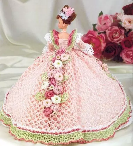 Kleider fir Barbie-Zesummenhangen crochet - strécken Schemaen