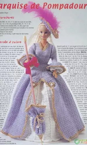 Akanjo ho an'ny crochet crochet barbie - drafitra knitting