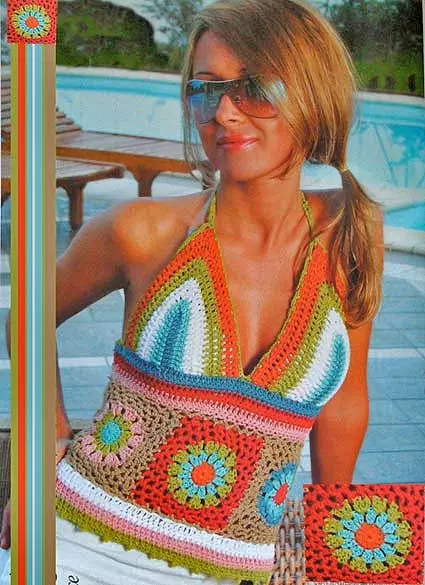 उज्ज्वल ग्रीष्मकालीन शीर्ष - crochet