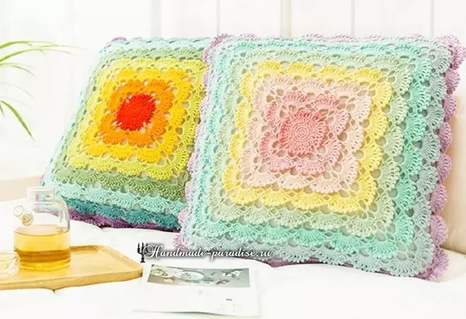 Openwork Rainbow Cushion Crochet. Schema. \ T