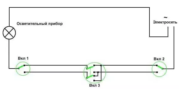 Hoe de passageschakelaar aan te sluiten (lichte controle van twee of meer punten)