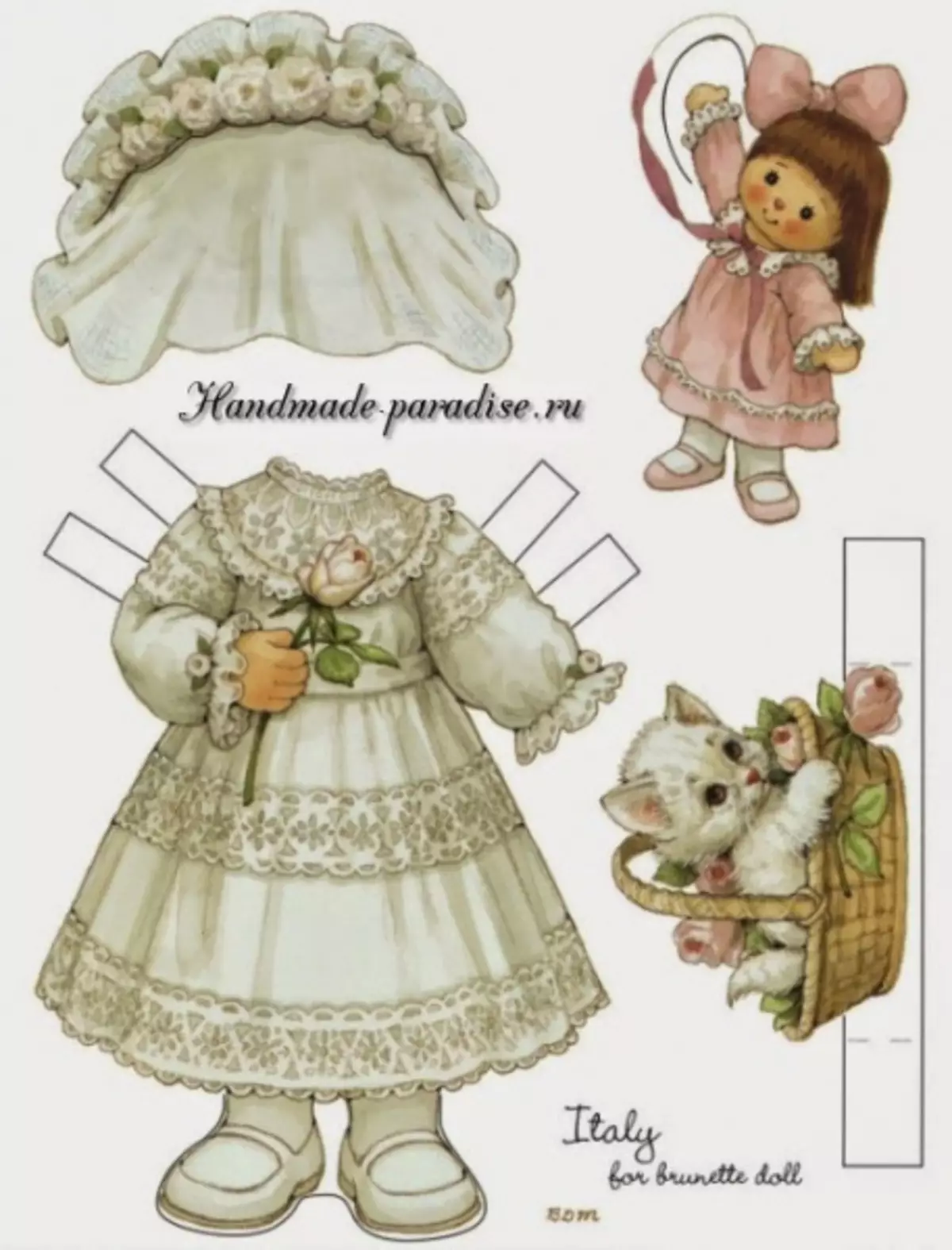 Vintage papír babák ruhával