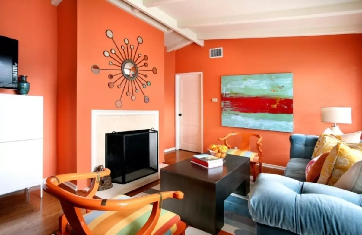 Aplikasi ing interior saka apricot wallpaper