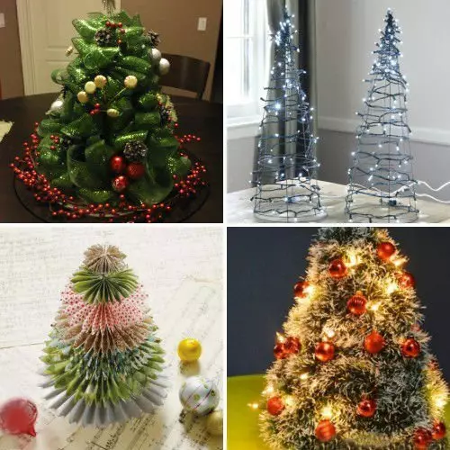 Vier hausgemachte Weihnachtsbäume tun es selbst
