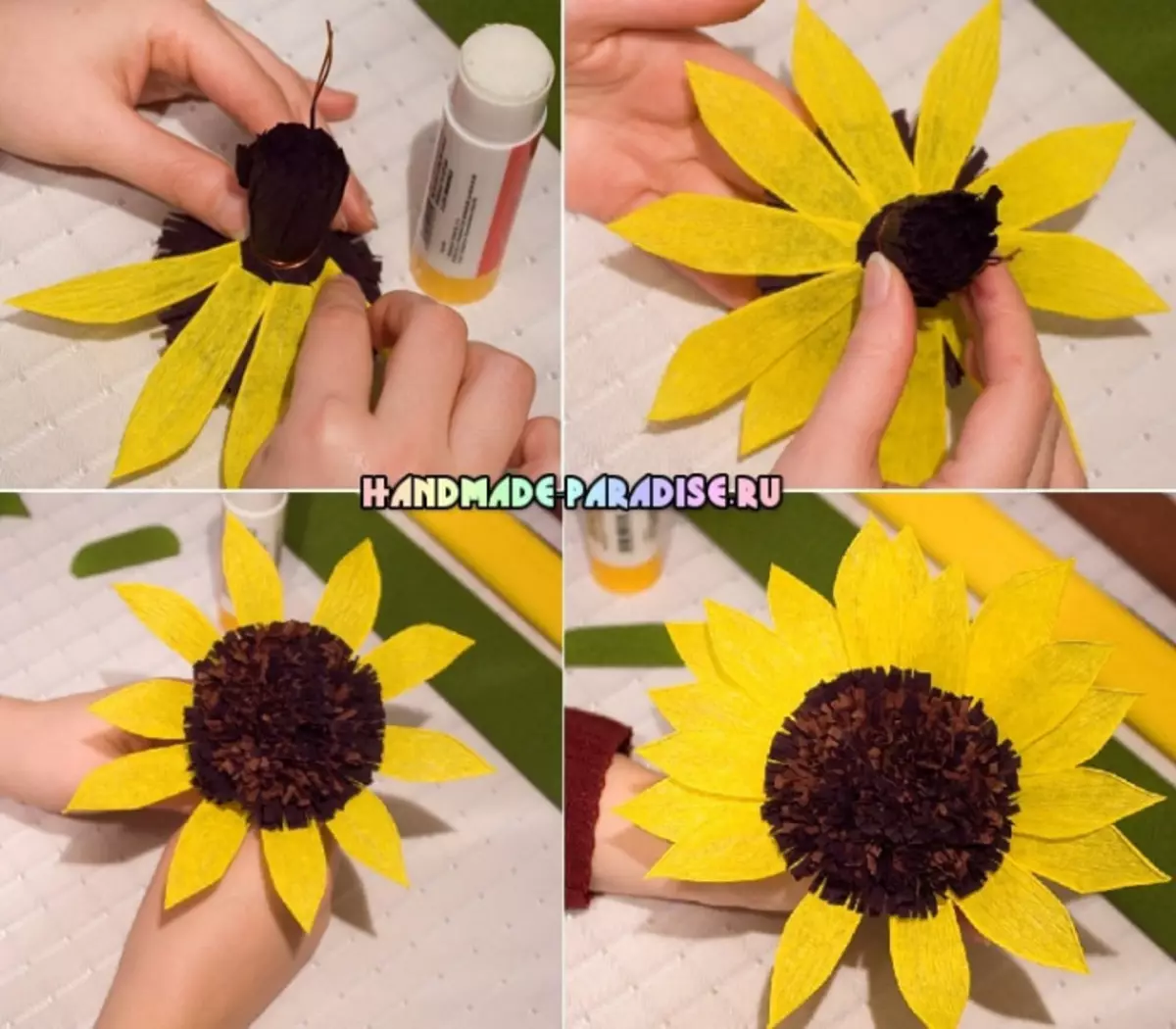 Bunga matahari dari kertas. Kelas induk