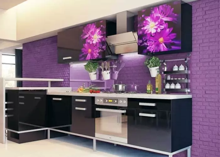 キッチンのための壁紙紫色の色