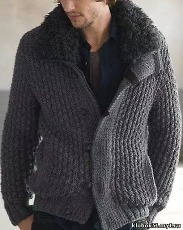 Knitting with warm cardigan for men: scheme with description