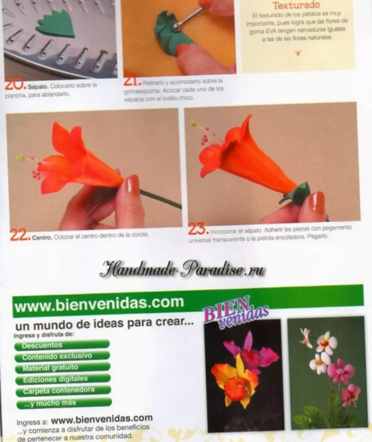 Gėlės iš Foamirano. Instrukcijos ir raštai