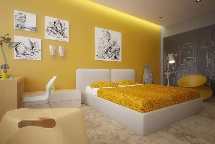 Fondo de pantalla de colores de limón en el interior de diferentes habitaciones.