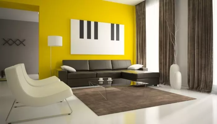 Fondo de pantalla de colores de limón en el interior de diferentes habitaciones.