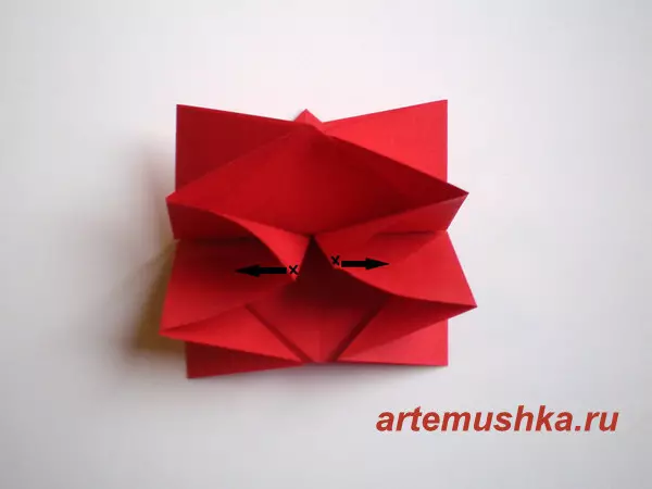 Origami levantou-se de papel com as mãos: esquema em russo para iniciantes