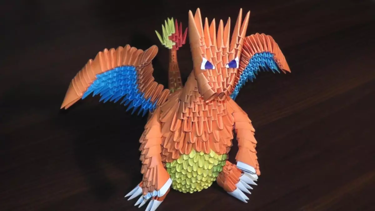 Dragon: origami modulare, schema di assemblaggio con istruzioni passo-passo e master class