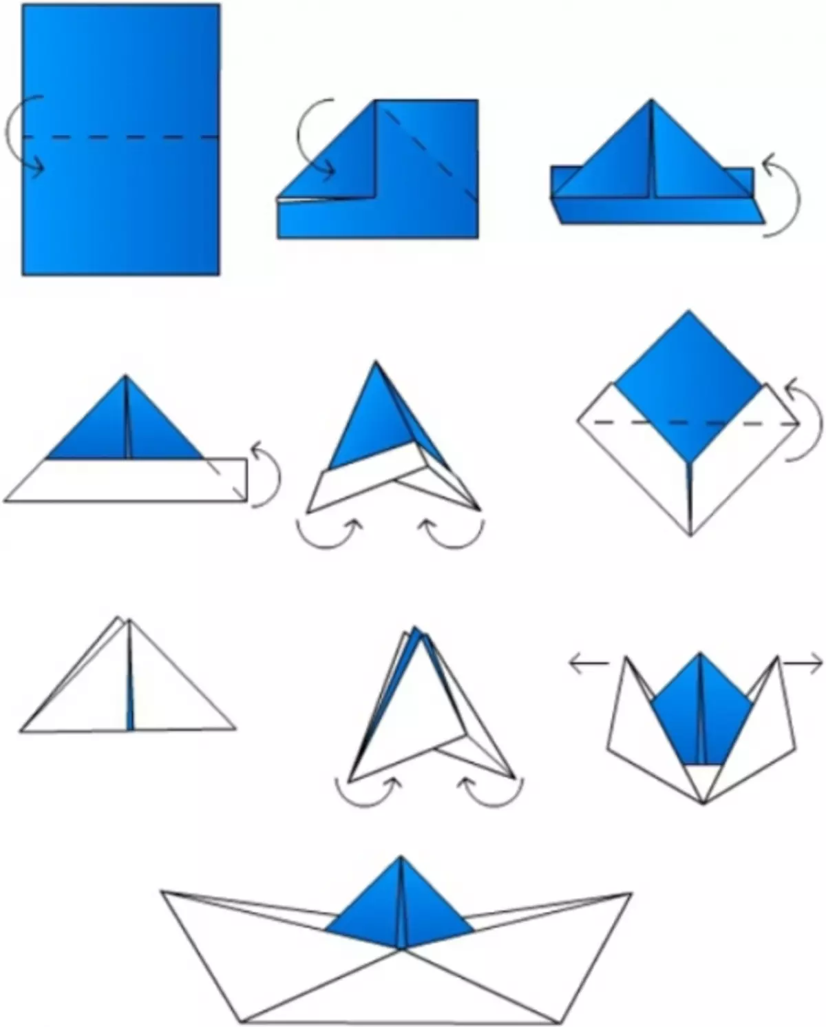 Cómo hacer papel de origami: barco, plano y tanque con video.