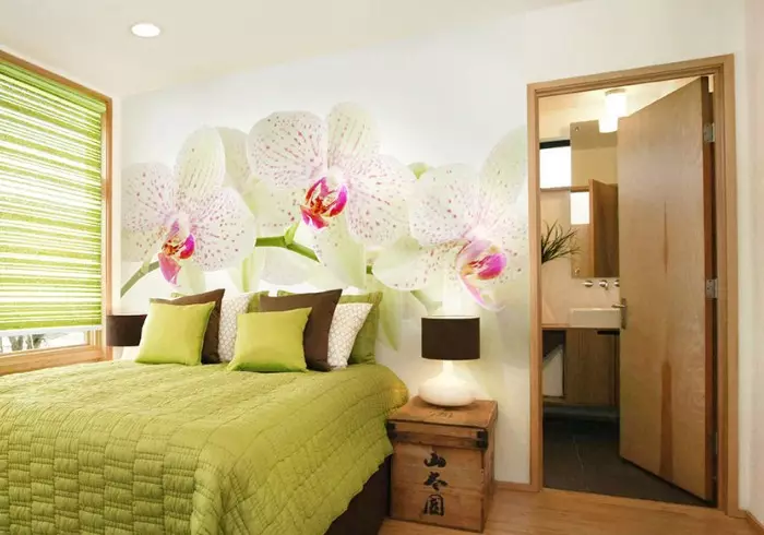 Taustapilt orhideedega seintele, kasutage sisemist õiete teemasid