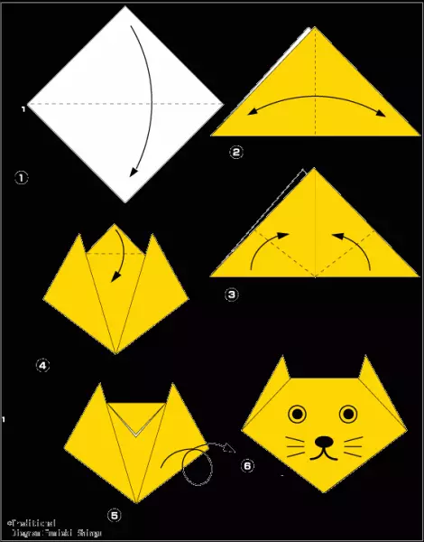 Арыгамі кошка: майстар-клас са схемамі і відэа